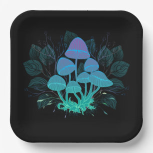 Toadstools in Bushes Paper Plates