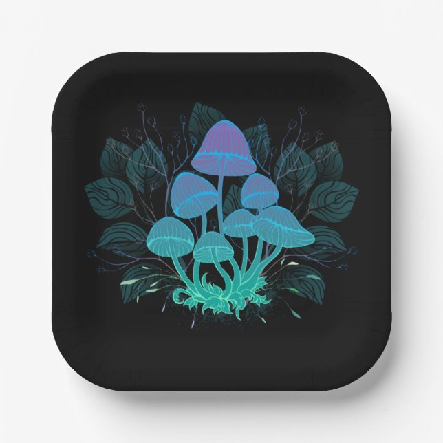 Toadstools in Bushes Paper Plates (Front)