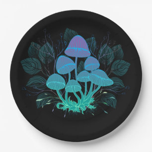 Toadstools in Bushes Paper Plates