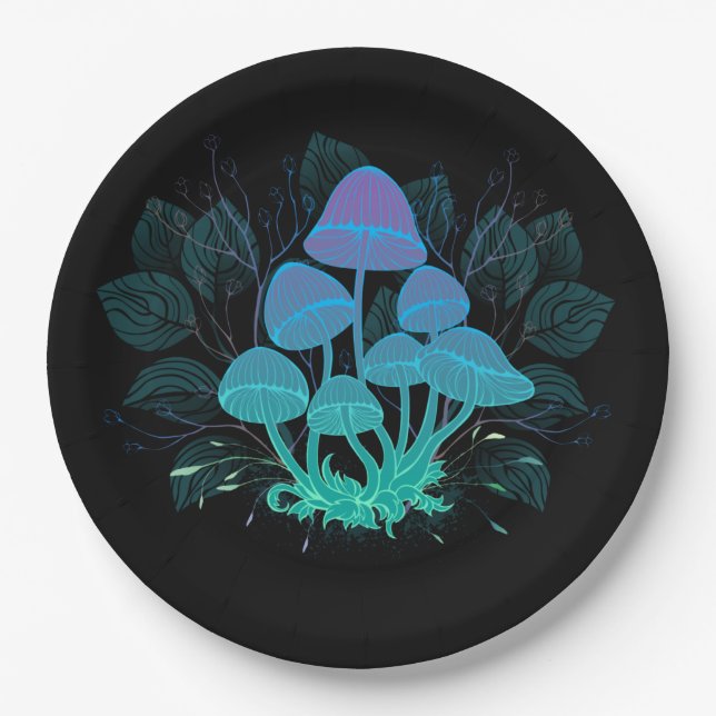 Toadstools in Bushes Paper Plates (Front)
