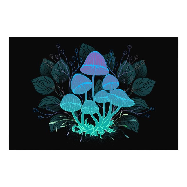 Toadstools in Bushes Photo Print (Front)