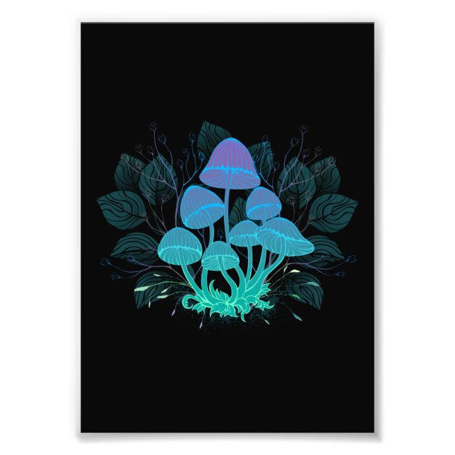 Toadstools in Bushes Photo Print (Front)