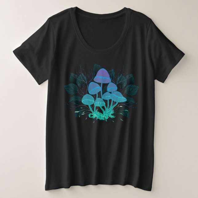 Toadstools in Bushes Plus Size T-Shirt (Design Front)