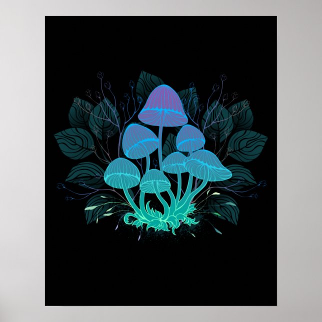 Toadstools in Bushes Poster (Front)