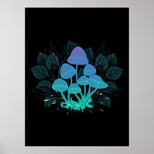 Toadstools in Bushes Poster (Front)