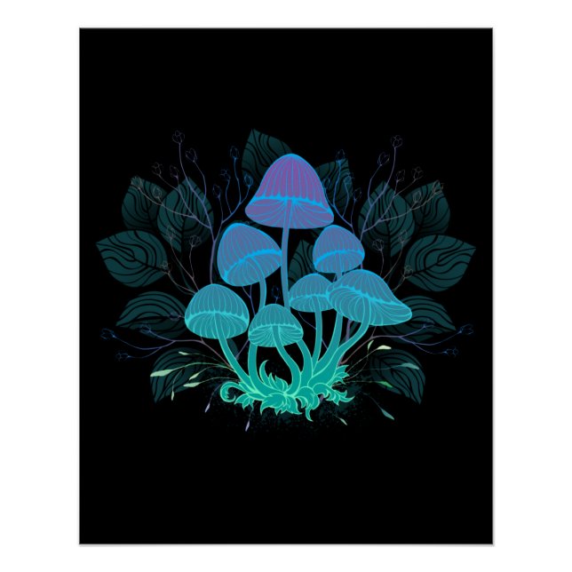 Toadstools in Bushes Poster (Front)