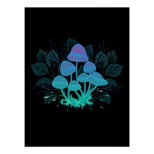Toadstools in Bushes Poster