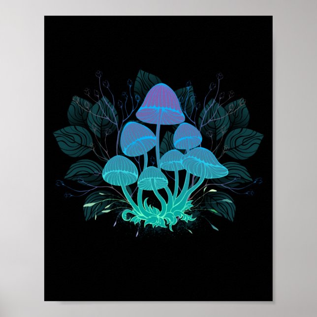 Toadstools in Bushes Poster (Front)