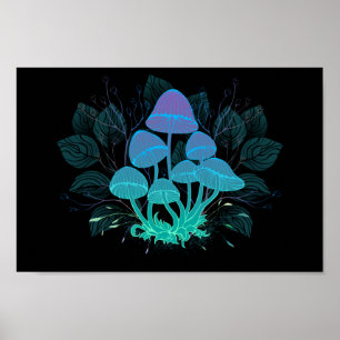 Toadstools in Bushes Poster