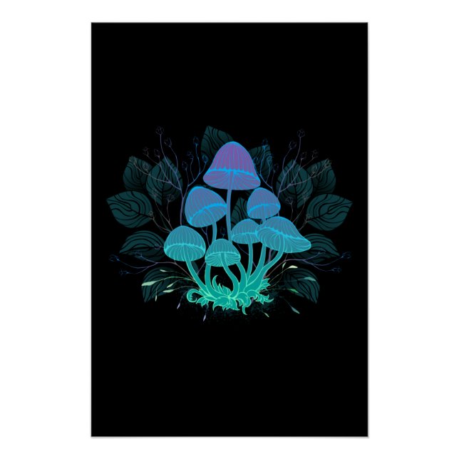 Toadstools in Bushes Poster (Front)