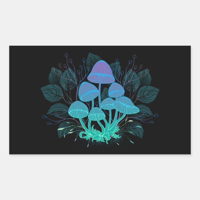 Toadstools in Bushes Rectangular Sticker (Front)