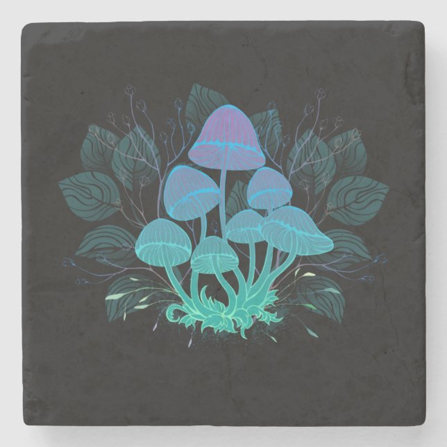 Toadstools in Bushes Stone Coaster (Front)