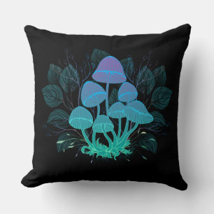 Toadstools in Bushes Throw Pillow