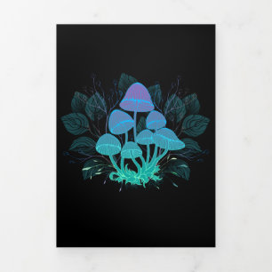 Toadstools in Bushes Tri-Fold Holiday Card