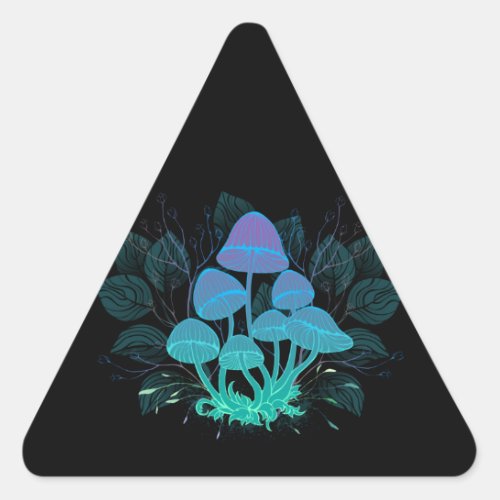 Toadstools in Bushes Triangle Sticker