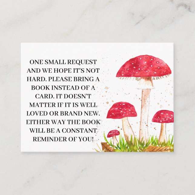 Toadstools Mushrooms Books for Baby Request Enclosure Card (Front)