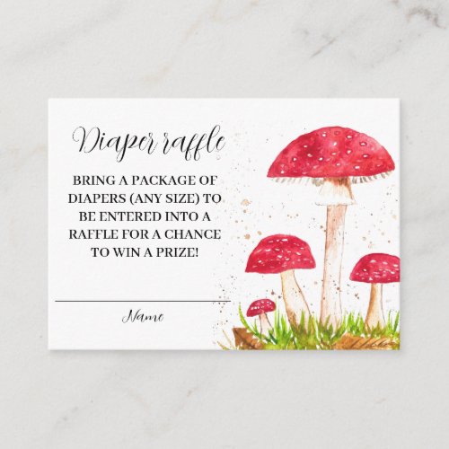 Toadstools Mushrooms Diaper Raffle Baby Shower Enclosure Card