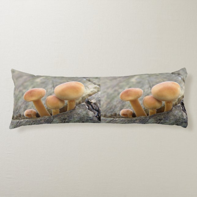 Toadstools on a Tree Trunk Body Pillow (Front)