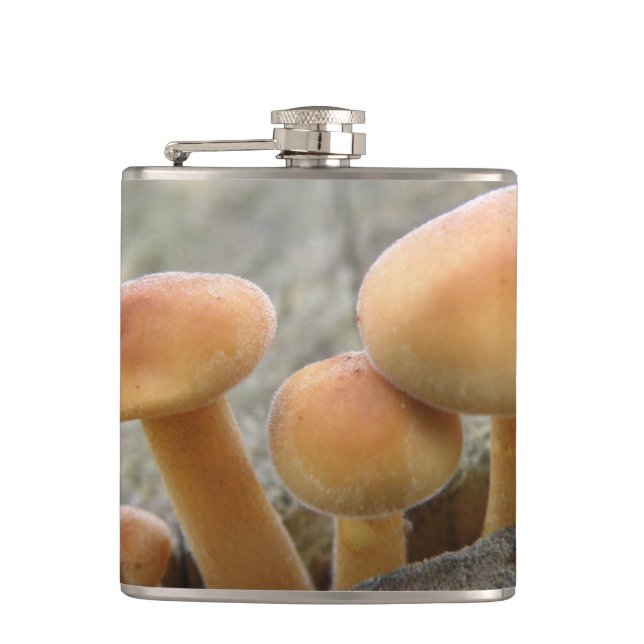 Toadstools on a Tree Trunk Flask (Front)