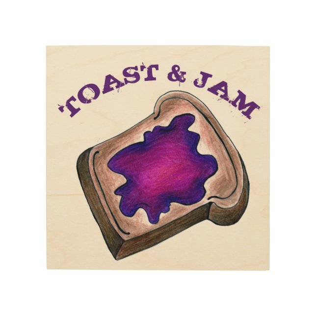 Toast and Jam Grape Jelly Breakfast Bread Food Wood Wall Decor (Front)