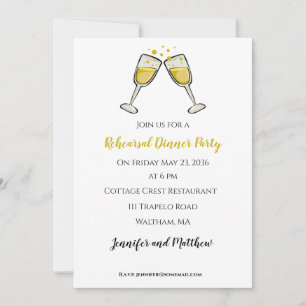 Toast Glasses Wedding Rehearsal Party Invitation