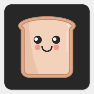 Toast Kawaii Food Art Square Sticker