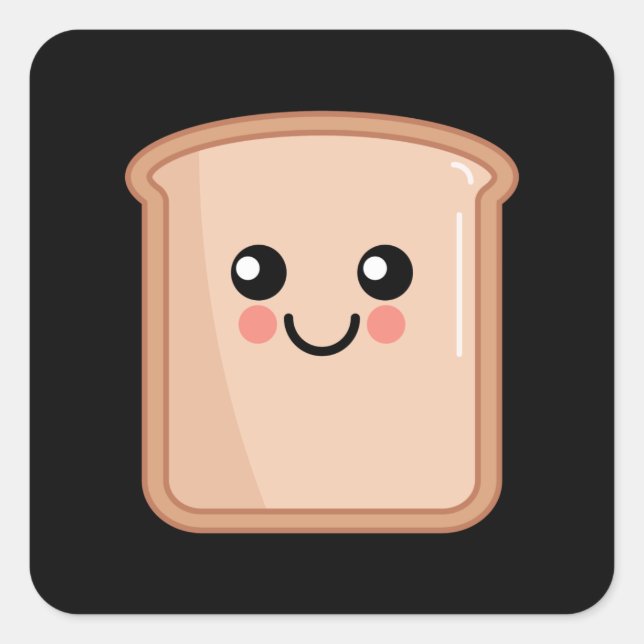 Toast Kawaii Food Art Square Sticker (Front)