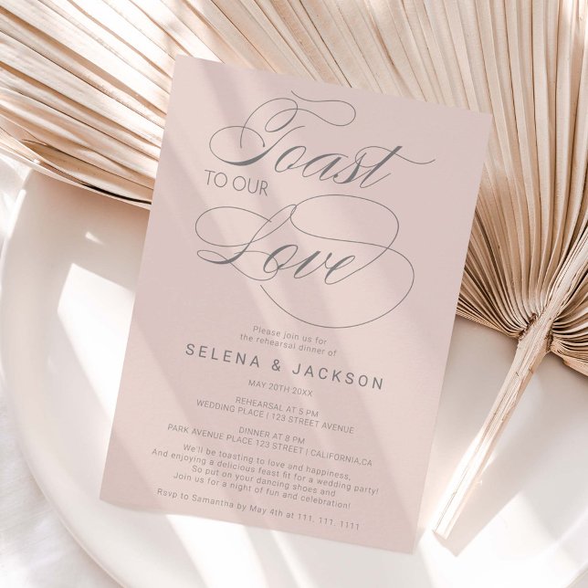 Toast Love blush pink wedding rehearsal dinner Invitation (Creator Uploaded)