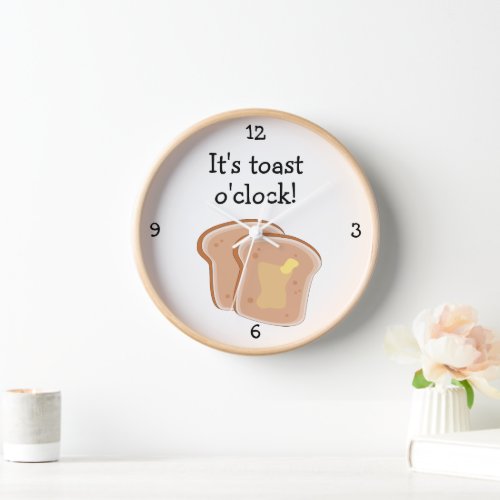 Toast OClock fun food graphic Wall Clock