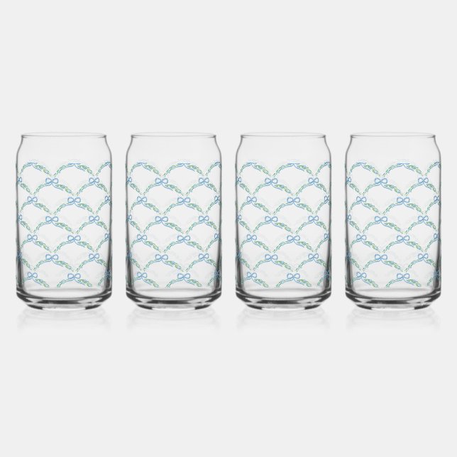 Toast on the Coast Coquette Bow Trellis Cheers   Can Glass (Front)