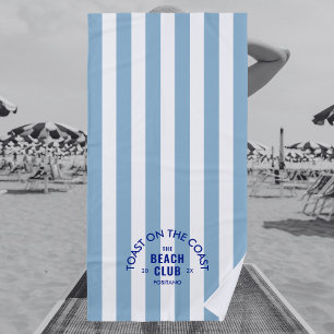 Toast On The Coast The Beach Club Blue Stripe Beach Towel