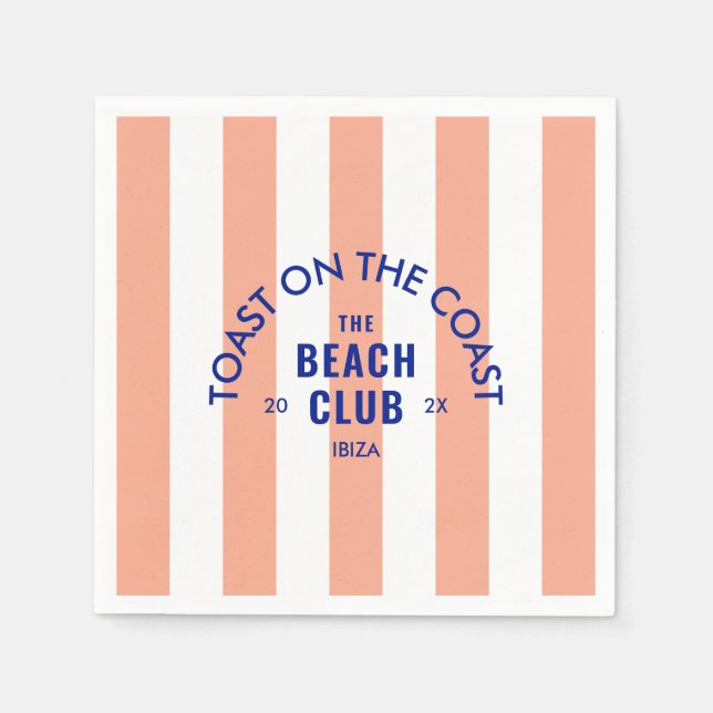 Toast On The Coast The Beach Club Pink Stripe Napkins (Front)
