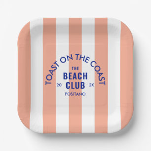 Toast On The Coast The Beach Club Pink Stripe Paper Plates