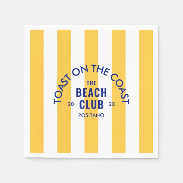 Toast On The Coast The Beach Club Yellow Stripe Napkins (Front)