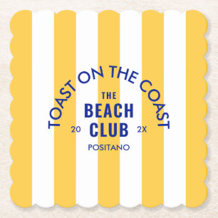 Toast On The Coast The Beach Club Yellow Stripe Paper Coaster