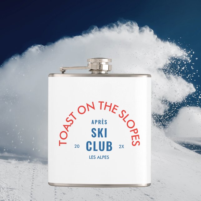Toast On The Slopes Après Ski Club Red & Blue Flask (Creator Uploaded)