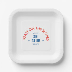 Toast On The Slopes Après Ski Club Red & Blue Paper Plates