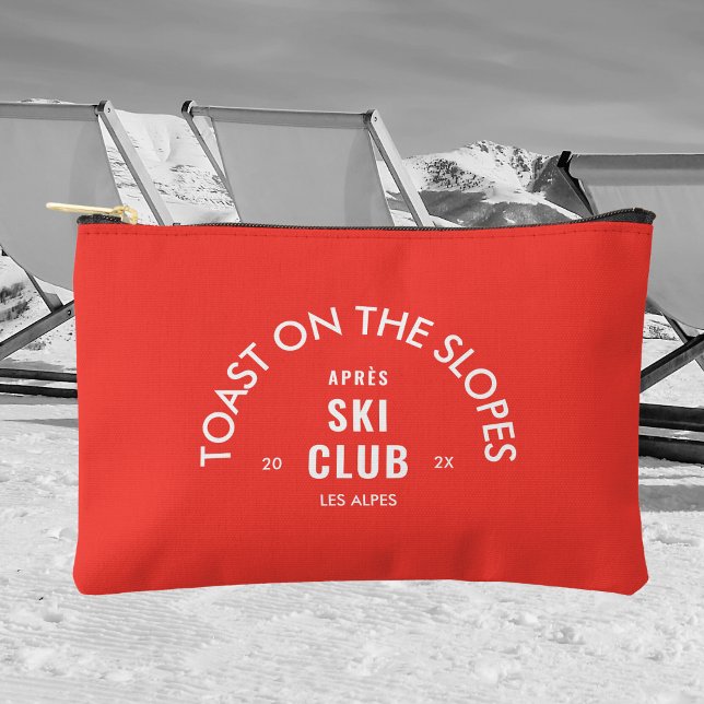 Toast On The Slopes Après Ski Club Retro Red Accessory Pouch (Creator Uploaded)