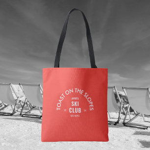 Toast On The Slopes Après Ski Club Retro Red Tote Bag