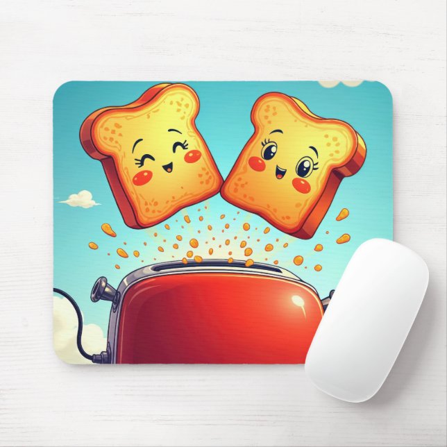 Toast Popping Out of a Red Toaster Mouse Pad (With Mouse)