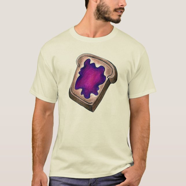 Toast Slice Toasted Bread Grape Jam Jelly Food T-Shirt (Front)