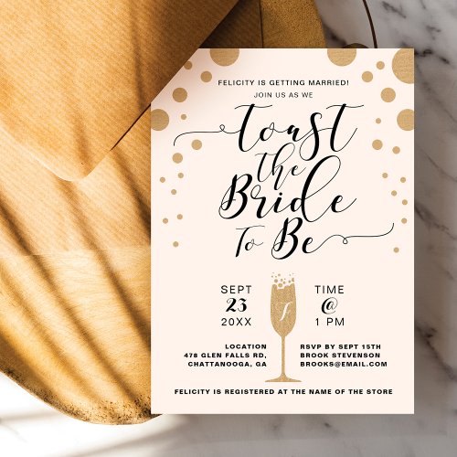 Toast The Bride  Champagne Bubbles Bridal Shower Invitation