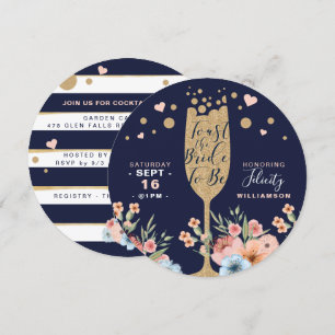 Toast The Bride - Champagne Floral Bridal Shower Invitation