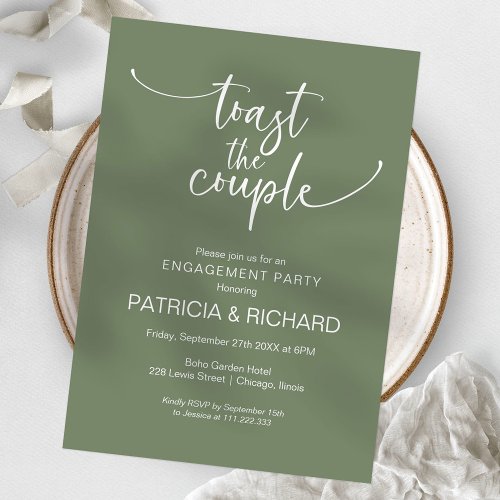 Toast The Couple Chic Calligraphy Engagement Party Invitation