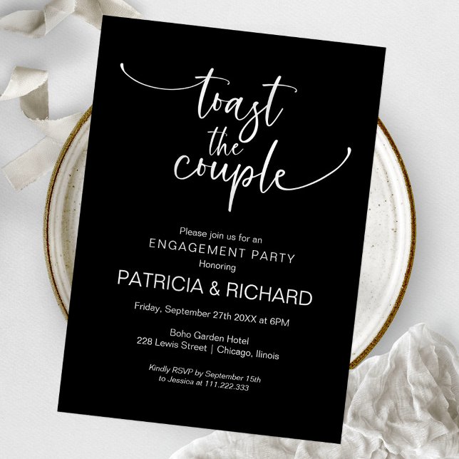 Toast The Couple Chic Calligraphy Engagement Party Invitation (Creator Uploaded)