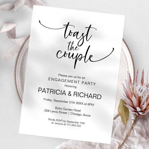 Toast The Couple Chic Calligraphy Engagement Party Invitation