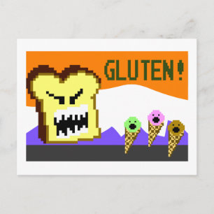 Toast, The Gluten Menace: 8-Bit Style Postcard