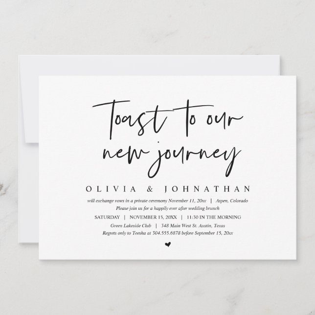 Toast To Our New Journey, Wedding Brunch Invitation (Front)