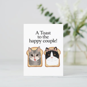 Toast To The Happy Couple Funny Cat Wedding Engage Postcard