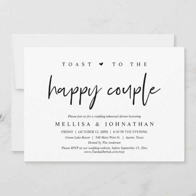 Toast to the happy couple, Wedding  Rehearsal Invitation (Front)
